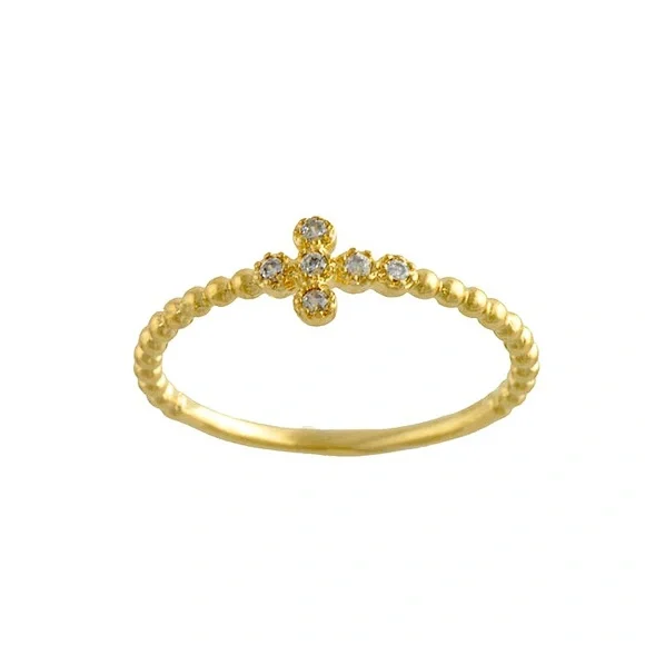 Gold Cross Cz Ring 💍 - Picture 1 of 8